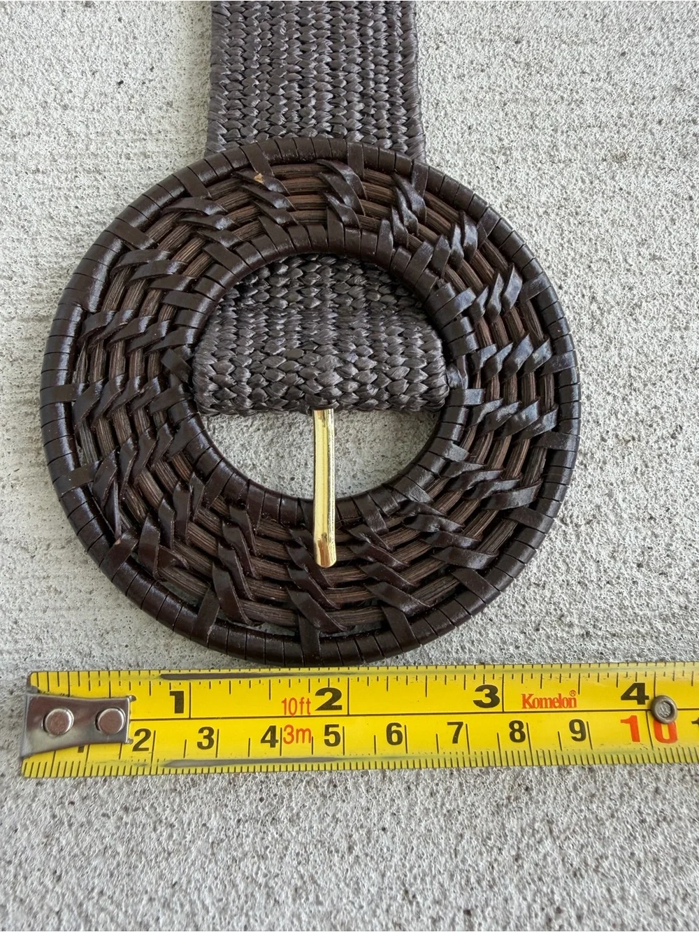 J. McLaughlin Woven Stretch Belt Brown Wide Elastic Belt Round Woven Buckle 36